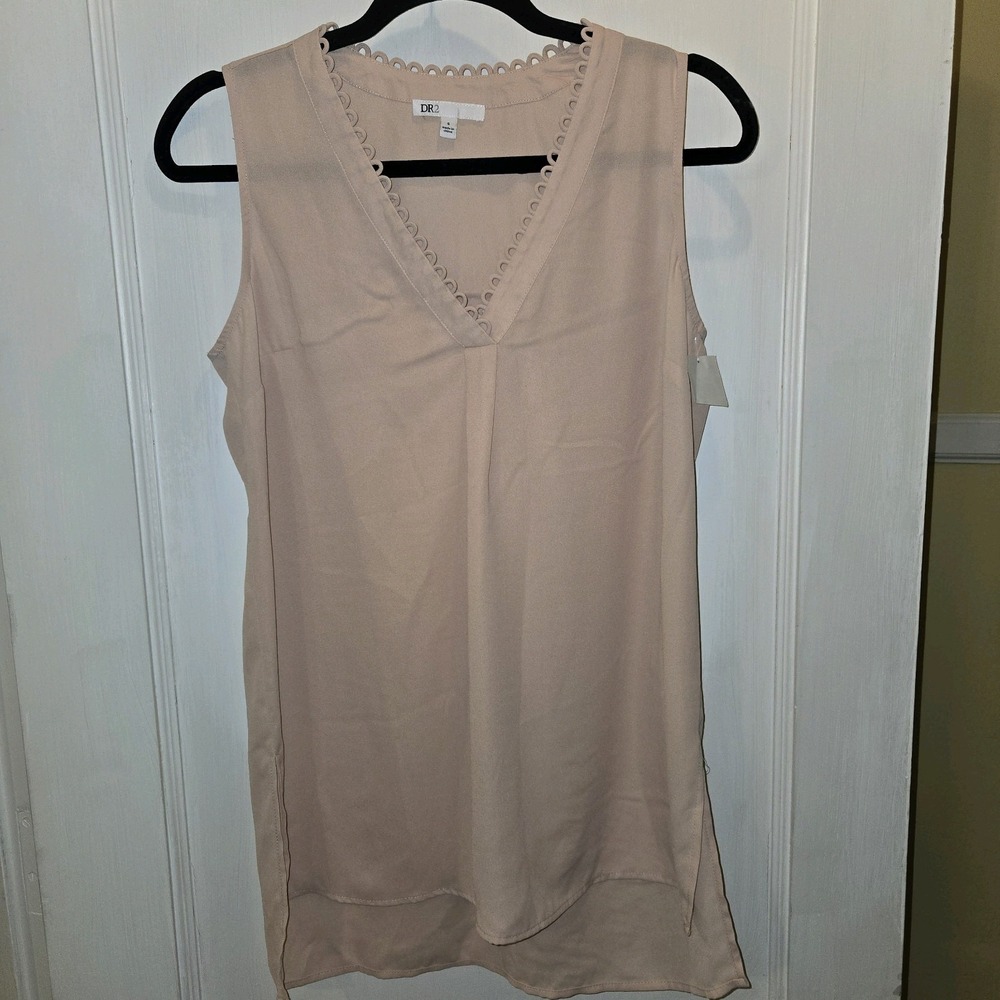 DR2‎ By Daniel Rainn Women's Loop Trim Tunic Apricot Sleeveless  Top XS